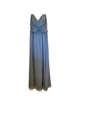 White Vera Wang Dress Size 6 Charmeuse Chiffon Bridesmaid Long Steel Blue READ